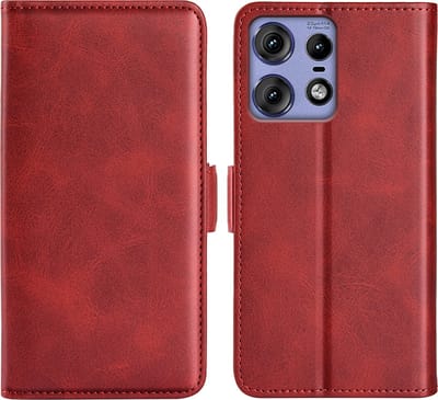 MobyDefend Hoesje - Geschikt voor Motorola Edge 50 Pro - Luxe Wallet Book Case (Sluiting Zijkant) - Rood