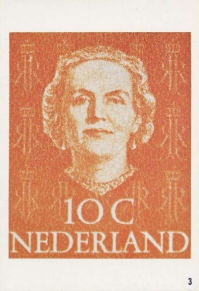 Briefkaart met afbeelding Koningin Juliana postzegel