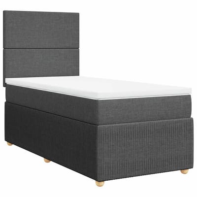 vidaXL - Boxspring - met - matras - stof - donkergrijs - 100x200 - cm