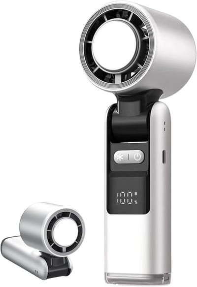 Draagbare reisventilator - persoonlijke mini-bureauventilator - 100 windsnelheden, met led-display, werkt op batterijen - geschikt voor mannen, vrouwen en kinderen - perfect voor zomervakanties aan het strand.