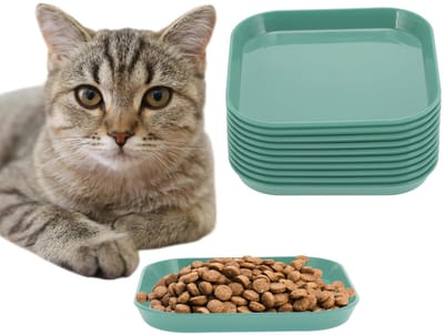 Cosensi- Kattenschaal 10 Stuks - Platte Kattenvoerbak - Eetbak/Kattenbord - Milieuvriendelijk PP-Materiaal - Brede Mond - Veilig voor Kittens - Voerbak