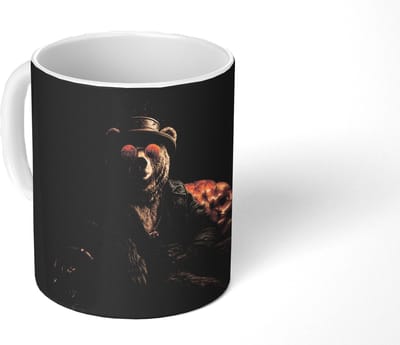 Mok - Koffiemok - Beer - Bruin - Pak - Hoed - Mokken - 350 ML - Beker - Koffiemokken - Theemok