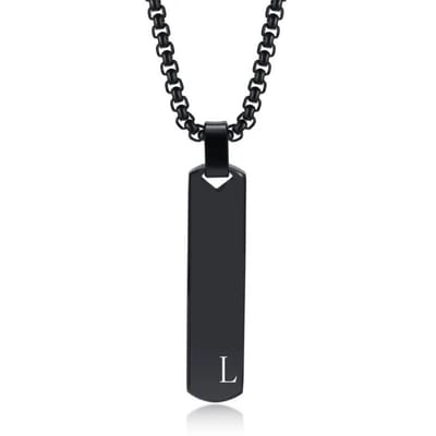 Bovista Ketting - Heren - Staal - Nep zilver - Met Hanger - Zwart - L