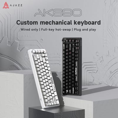 AJAZZ AK690 Bedraad kantoor- en gamingmechanisch toetsenbord 4000mAh 68 toetsen ergonomisch ontwerp Volledig hot-swappable en plug-and-play met multi-kleuren achtergrondverlichting