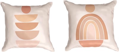 Ulticool  - Kussenhoes - Aesthetic Regenboog Halve Maan Boog Zon Maan  - Set van 2 stuks - Sierkussens 45x45 cm - Sierkussenhoes Accessoires - Kussentjes Bank voor Decoratie Woonkamer Slaapkamer Jeugdkamer Kinderkamer Babykamer - Sepia Roze