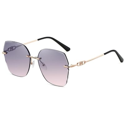 Nieuwe Trendy Randloze Gepolariseerde Zonnebril, Koreaanse Stijl Trendy Dames Zonnebril, Grote Gezicht Weergave Tijd Straatfotografie Bril UV400 gray