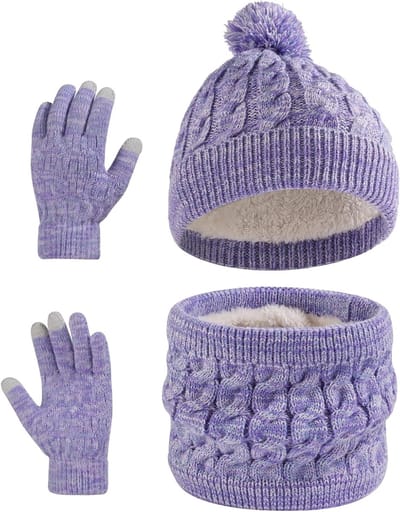 Warme winterset voor kinderen: gebreide muts, sjaal en handschoenen voor jongens en meisjes van 2-8 jaar met zachte voering