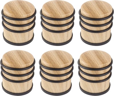 NORDIX Premium Deurstopper - Deurstoppers voor Binnen - Deurstop - Deurbuffer - Set van 6 Stuks - 7.1x8cm - Houtlook - MADERA