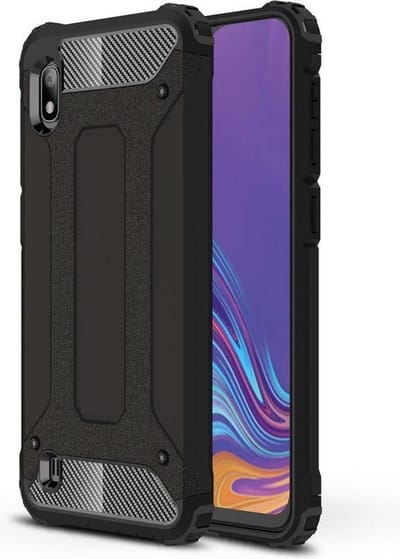 Schokbestendig Heavy Duty Hoesje Geschikt voor: Samsung Galaxy A01 Shock Proof Hybride - Back Cover - Dual Layer Armor Case - Extra Stevig - Zwart