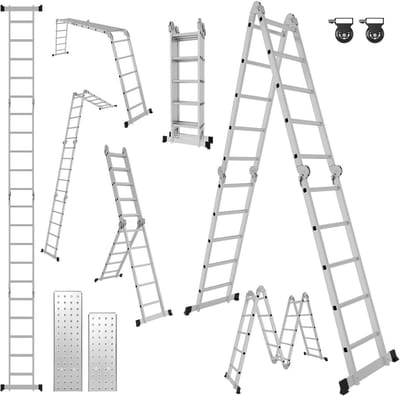 Multifunctionele Ladder - Vouwladder Werkplatform - Veilig Klussen Binnen - 7-in-1 Configuratie - 582 Meter - Zilver