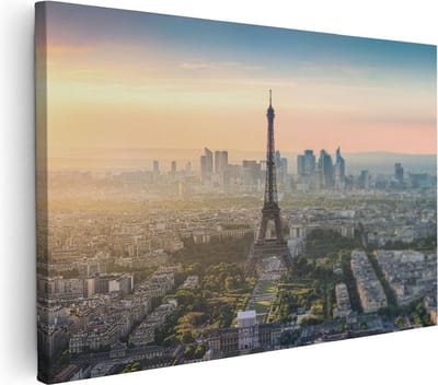 Artaza Canvas Schilderij Eiffeltoren - 30x20 cm - Klein - Wanddecoratie Stad - Muurdecoratie Parijs - Kamer Accessoires