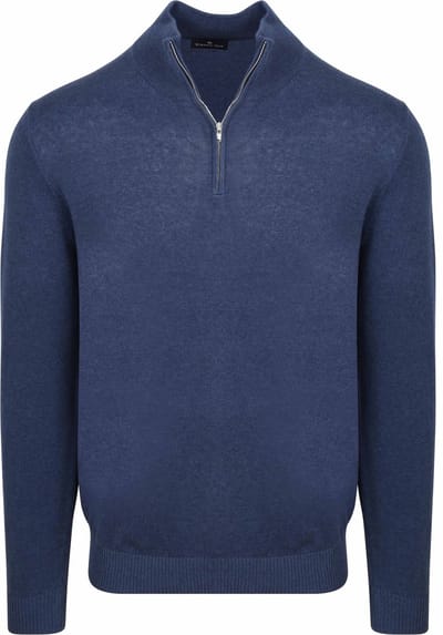 Steppin' Out Half-Zip Trui Colin Indigo Denim - Maat M - Heren - Quarter zip