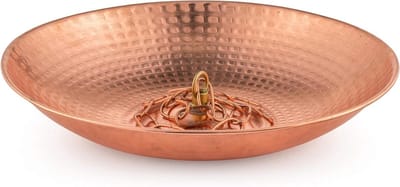 Koperen Wastafel Kom - Regenketting Downtuit - Decoratieve Fontein - Gehamerd Metaal - 27.9 cm Breed - Koper
