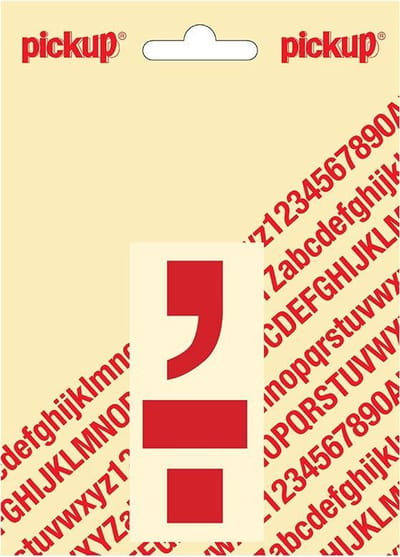 Pickup plakletter Helvetica 80 mm - punt komma rood
