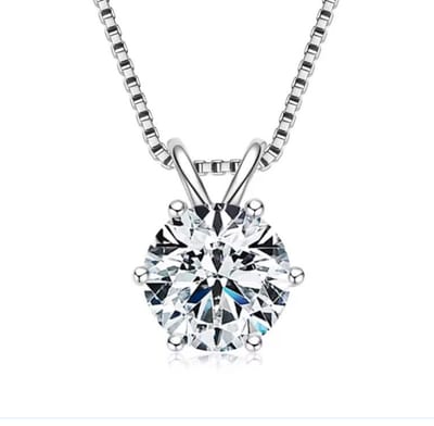 Selevie Ketting Witgoud met Ronde Brilliant Moissanite Hanger 1 ct – Luxe Solitaire Necklace Brilliant cut Moissanite 1ct