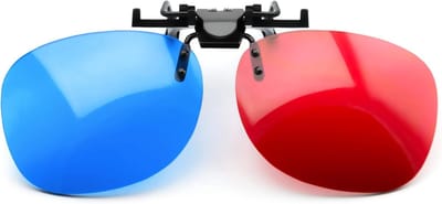 3D Bril Opzetstuk - Anaglyfen Bril - 3D Films Kijken - Clip-on voor Brildragers - Ultralicht Gewicht - Rood Blauw