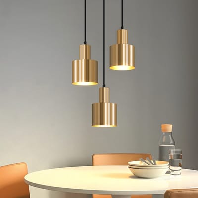 NETTLIFE Hanglamp - Goud - Rond - 3-Lichts - E27 Fitting - Vintage - Eetkamerlamp - voor Eettafel | Slaapkamer | Woonkamer - Zonder Lampen