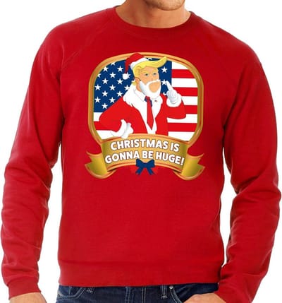 Bellatio Decorations Foute kersttrui - sweater - rood - Trump - Christmas is gonna be Huge - voor heren S