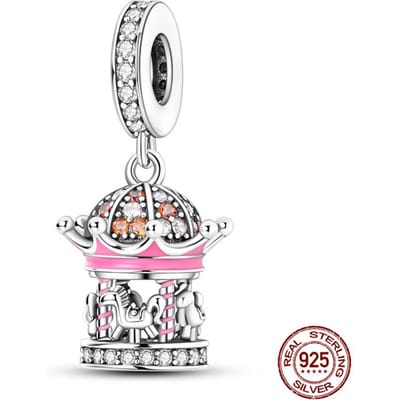 Attractiepark Bouw Reuzenrad en Draaimolen Bedel Kralen Passend voor 3 mm Echte Armbanden Vrouwen Koperen Bedel Sieraden Cadeau
