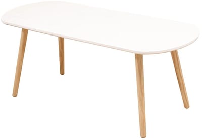 Linkforu - Scandinavische - Salontafel - Koffietafel - Wit - Houten Poten - Compact – Minimalistisch - Modern - 110 X 50 CM