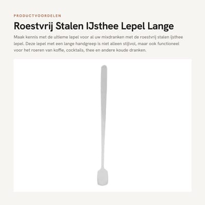 Dailygoods- IJsthee-lepel 17 cm - Roestvrij Staal - Cocktaillepel - Koffielepel - Theelepel - Vaatwasmachinebestendig - Ergonomische Handgreep
