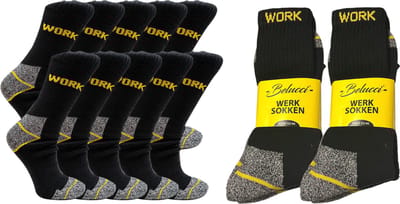 werksokken heren 39 42 - premium werksokken - grijs met geel - 10 paar - maat 39/42