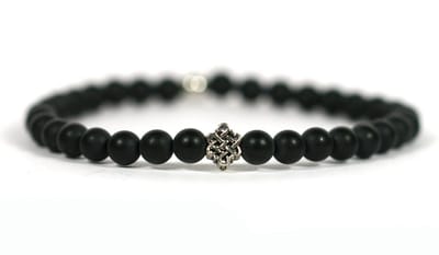 IbizaMen - matte onyx - 925 Zilver eindeloze knoop - 6mm - 21cm