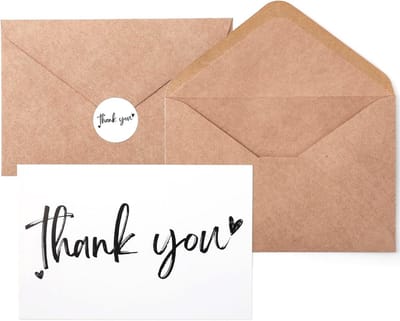 100x Blanco Bedankkaarten Sets met Enveloppen en Stickers voor Diverse Gelegenheden