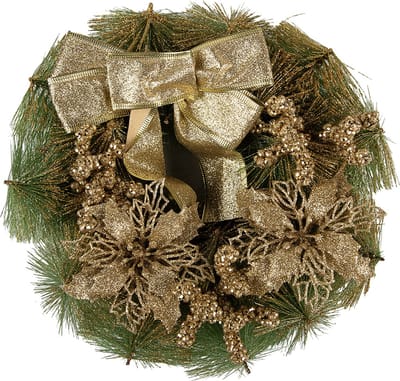 Clayre & Eef Kerstkrans Ø 30 cm Goudkleurig Kunststof