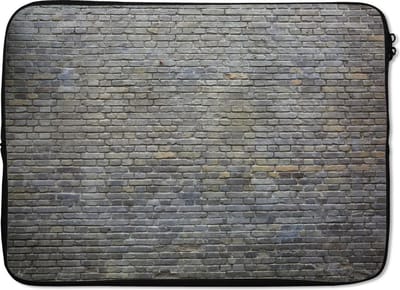 Laptophoes 13 inch - Muur - Bakstenen - Grijs - Laptop sleeve - Binnenmaat 32x22,5 cm - Zwarte achterkant
