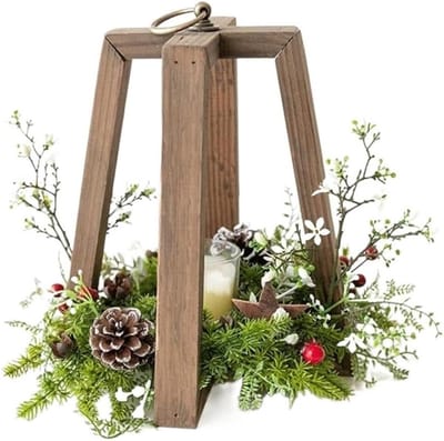 Kandelaar Houder - Bloemen Kaarsenstandaard - Sfeervol Dineren - Decoratieve Ambacht - 29 x 16 x 23.5 cm - Houtkleur