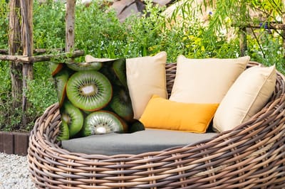 Buitenkussen - Kiwi - Fruit - Groen - 45x45 cm - Weerbestendig