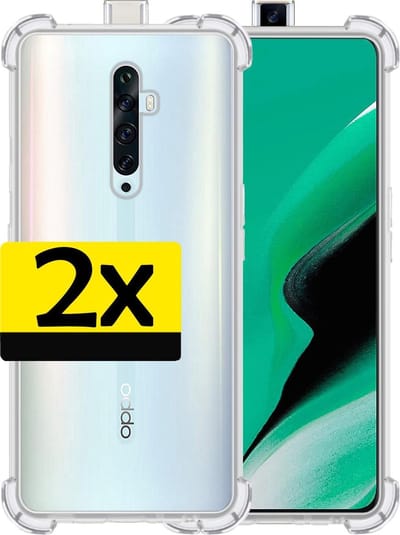 Hoesje - 2 Stuks - Geschikt voor OPPO Reno 2Z - Sterk & Shockproof - Siliconen Case - Back Cover - Telefoon Hoes Shock Proof - Telefoonhoesjes - Transparant