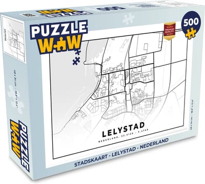 Puzzel Stadskaart - Lelystad - Nederland - Legpuzzel - Puzzel 500 stukjes - Plattegrond