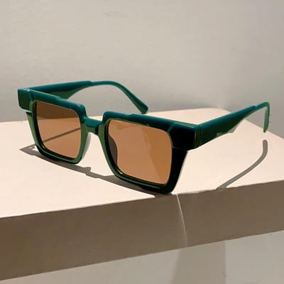 Lunettes de soleil carrées arc-en-ciel pour femmes et hommes Style rétro Lunettes de soleil pour le soleil Designer Premium Punk Hip Hop Populaire Couleur Ombre UV400 brown
