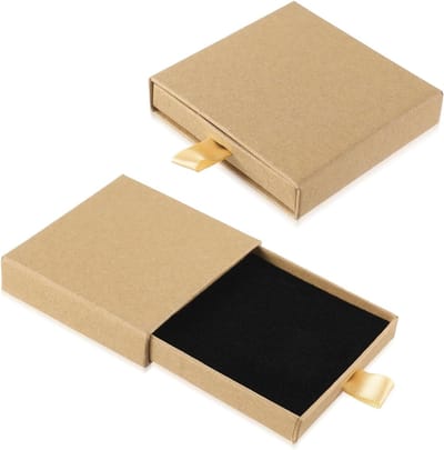 2 Pack Kleine Geschenkdozen voor Sieraden, 7 x 9.2 x 0.8cm, Perfect voor Armbanden, Oorbellen en Kettingen (Lichtbruin)