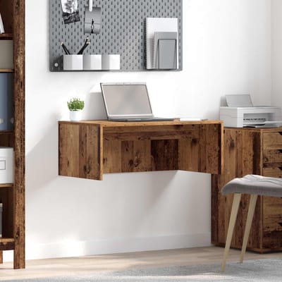 vidaXL - Aan - de - muur - bevestigd - bureau - Oud - Hout - Bewerkt - hout