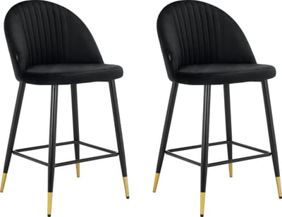 Marlis-Barkruk - Set van 2 - Zwart Fluweel