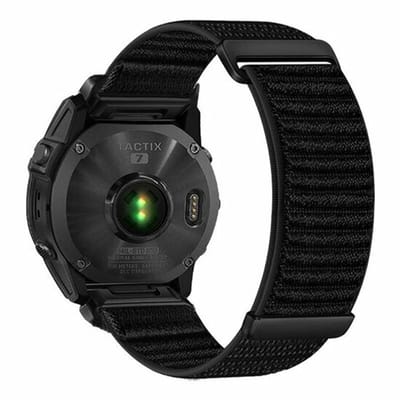 By Qubix - Geschikt voor Garmin bandje - 20mm Quickfit - Nylon Sport Loop bandje - Zwart - Geschikt voor Garmin Fenix 7s/6s/5s / Instinct 2s / Epix Pro Gen 2 (42mm)
