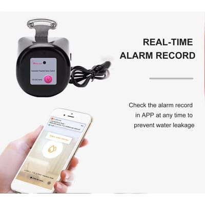 Vanne d'eau intelligente WiFi avec minuterie Vanne d'arrêt automatique d'eau Contrôleur Vanne d'arrêt d'eau Compatible noir