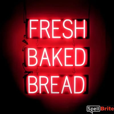 FRESH BAKED BREAD - Lichtreclame Neon LED bord verlicht | SpellBrite | 52 x 60 cm | 6 Dimstanden - 8 Lichtanimaties | Reclamebord neon verlichting