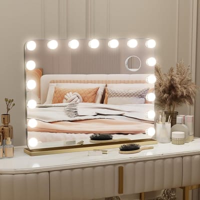 Make-up Spiegel - Kaptafel Spiegel - Schoonheidsroutine - Verstelbare Verlichting - 80x62CM - Wit