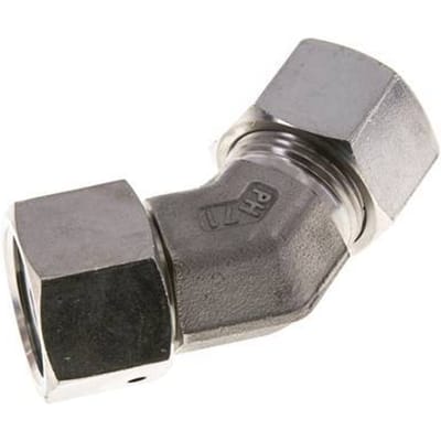 20S RVS 45gr L-stuk Snijringkoppeling Draaidoorvoer 400bar FKM O-ring en Afdichtconus Verstelbaar ISO 8434-1
