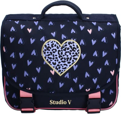Studio V Heart To Heart Boekentas - Schooltas Meisjes - 20,1 liter - 33 x 38 x 16 cm - Polyester - Blauw