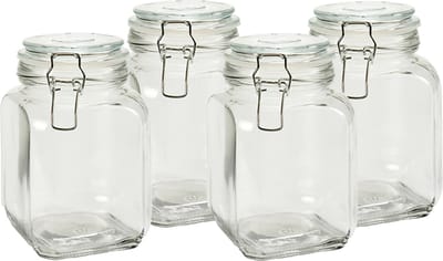 Vivalto Weckpot/inmaakpot - 4x - Caja - 1.2L - glas - beugelsluiting - D11 x H17 cm