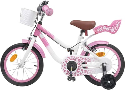 Kinderfiets met Zijwieltjes - Loopfiets Peuter Fietsje - Leren Fietsen - Verstelbaar Stuur Zadel - 12 Inch - Lichtroze