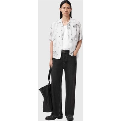 AllSaints Terra Ss Shirt Ecru Taglia: XS | Camicie Casual Outlet | Uomo | Marrone