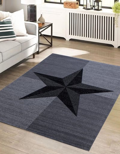 Flycarpets Marlon Vloerkleed Ster - Laagpolig - Grijs / Zwart - 160x230 cm