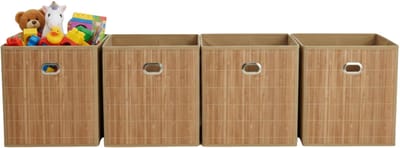 Gerimport Opbergmand/kastmand - 4x - 28 liter - naturel - 31 x 31 x 31 cm - Vakkenkast manden - opvouwbaar