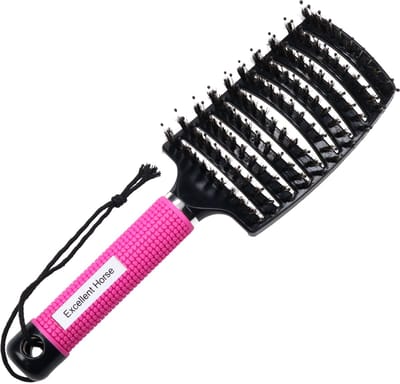 Excellent Horse Supreme Borstel – Paardenborstel – Verwijdert moeiteloos klitten – Voorkomt gespleten haarpunten – Voor de manen en staart – 24.5 cm – Roze